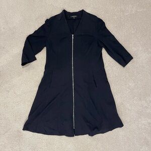 Lafayette 148 New York Navy Blue Long Sleeve Zip Dress